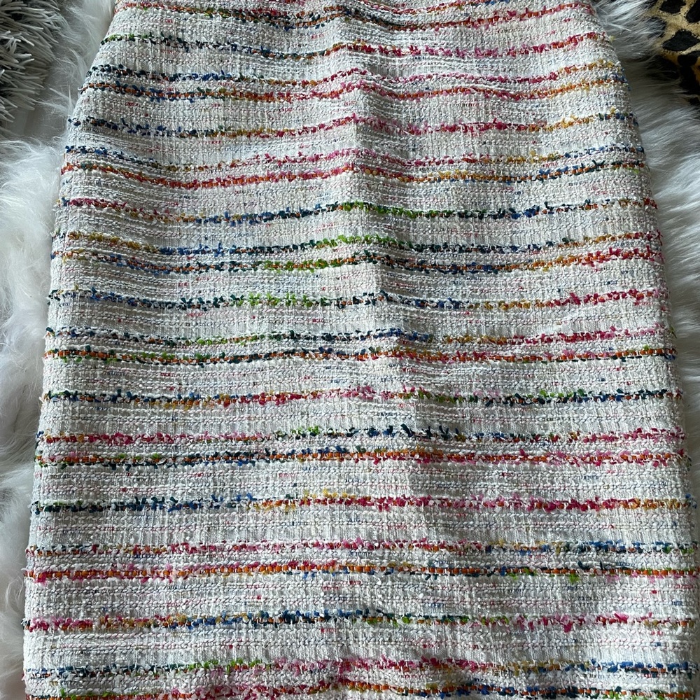 J Crew rainbow white striped pencil skirt